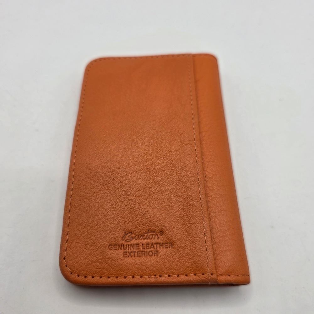 Buxton Orange Genuine Leather Bifold Wallet with ID Window and Card Slots